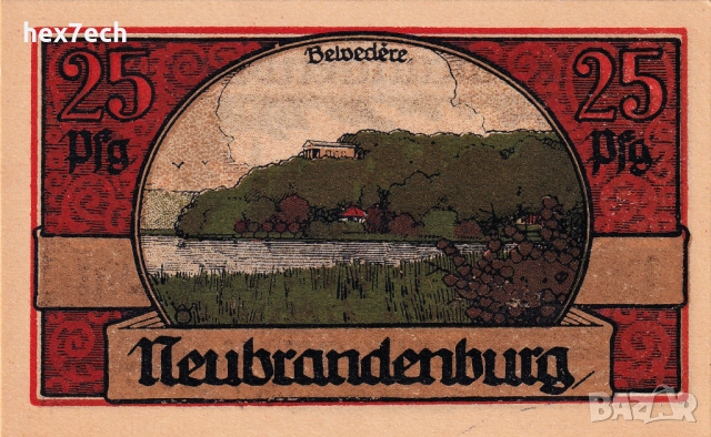 ❤️ Германия Neubrandenburg 1921 25 пфенинга UNC нова ❤️, снимка 3 - Нумизматика и бонистика - 52906208