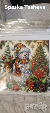 Диамантени коледни картички , снимка 2 - Декорация за дома - 52306935