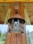 Старинна стенна лампа -аплик от ковано желязо, дърво и стъкленица , снимка 1 - Лампи за стена - 45435538