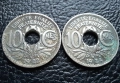 Стара монета 10 сантима 1922 г. и 1924 г. Франция - красавици !, снимка 1