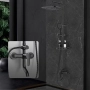 Комплект черен душ с медна чешма за баня и аксесоари за домашната баня, с широк горен спрей от 30 см, снимка 1