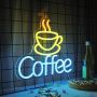 Неонова табела CooPark Coffee за декор на кафене LED с възможност за димиране, USB, 30х32 см, снимка 3