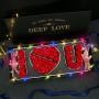 Подаръчна кутия с червени рози с надпис I LOVE YOU - LOVE BUKET RED, снимка 1 - Романтични подаръци - 45335672