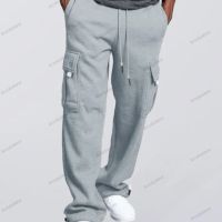 Мъжки едноцветни карго панталони с много джобове и свободна кройка, 4цвята , снимка 2 - Панталони - 45659237