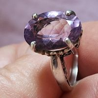 сребърен пръстен с натурален аметист на KABANA (New Mexico), снимка 1 - Пръстени - 45413046