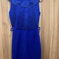 Синя рокля с ресни, снимка 1 - Рокли - 45714411