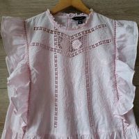 Розова блуза памучна материя с бродерии цветя , снимка 3 - Корсети, бюстиета, топове - 45404527