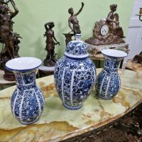 Уникален комплект антикварни колекционерски холандски порцеланови вази Delft , снимка 4 - Вази - 45220144
