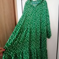 H&M зелена дълга рокля на цветя, снимка 4 - Рокли - 45155501