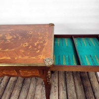 Старинна игрална маса с интарзия, снимка 7 - Антикварни и старинни предмети - 44975742