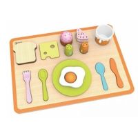 Детски дървен комплект закуска - зелен (004), снимка 1 - Образователни игри - 45631323