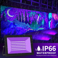Lightasea LED 100W UV черна светлина, ултравиолетова, 385-400nm, IP66, снимка 2 - Лед осветление - 44989433