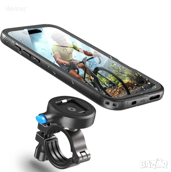 Стойка за телефон за велосипед и калъф Cozycase за iPhone 16 Pro, водоустойчиви, снимка 1