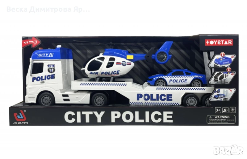 Автовоз с полицейски коли и хеликоптер, "City Police Transporter", снимка 1