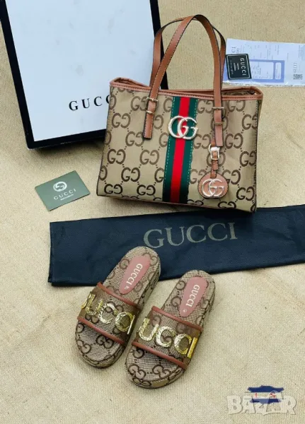 дамски чехли и чанта gucci , снимка 1