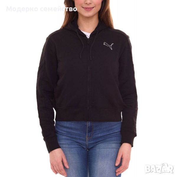 Дамско спортно горнище puma her full zip hoodie black, снимка 1