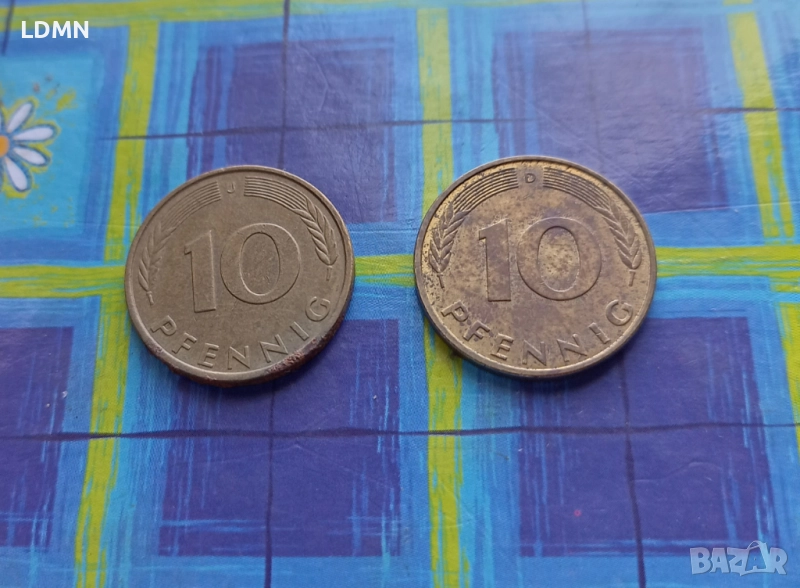 2 Монети по 10 Pfennig 1993 J & D Федерална Република Германия, снимка 1
