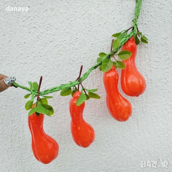 6072 Реалистични изкуствени тикви цигулка, 4 броя на връзка, снимка 1