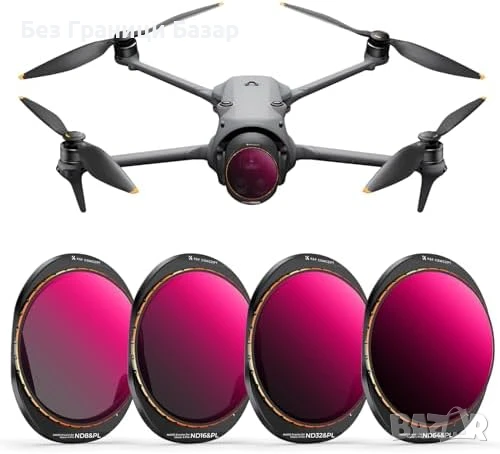 Нови Филтри за дрон DJI Mavic 4 Pro ND+PL 4 броя AGC Стъкло 28 Слоя, снимка 1