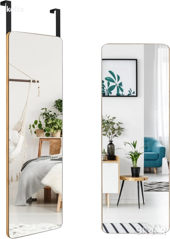 Огледало за врата,алуминиева рамка,35х120см,2 в 1, снимка 1