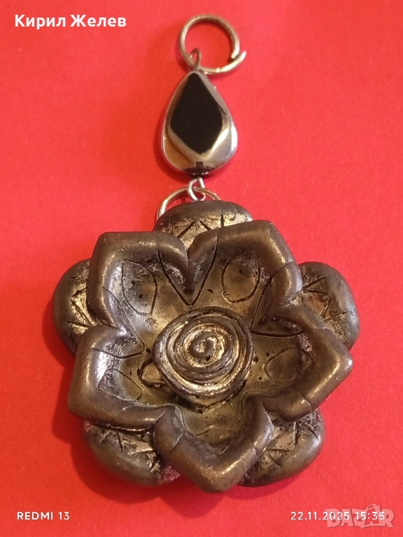СРЕБРИСТ МЕДАЛЬОН с МОТИВ на РОЗА ТЮДОР 43090, снимка 1