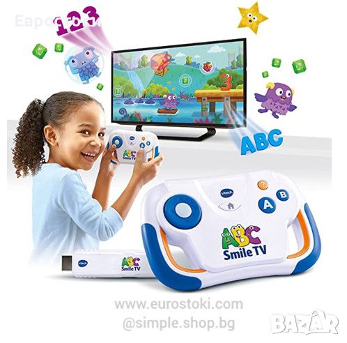 Детска безжична конзола VTech ABC Smile TV, детски образователен компютър, снимка 1