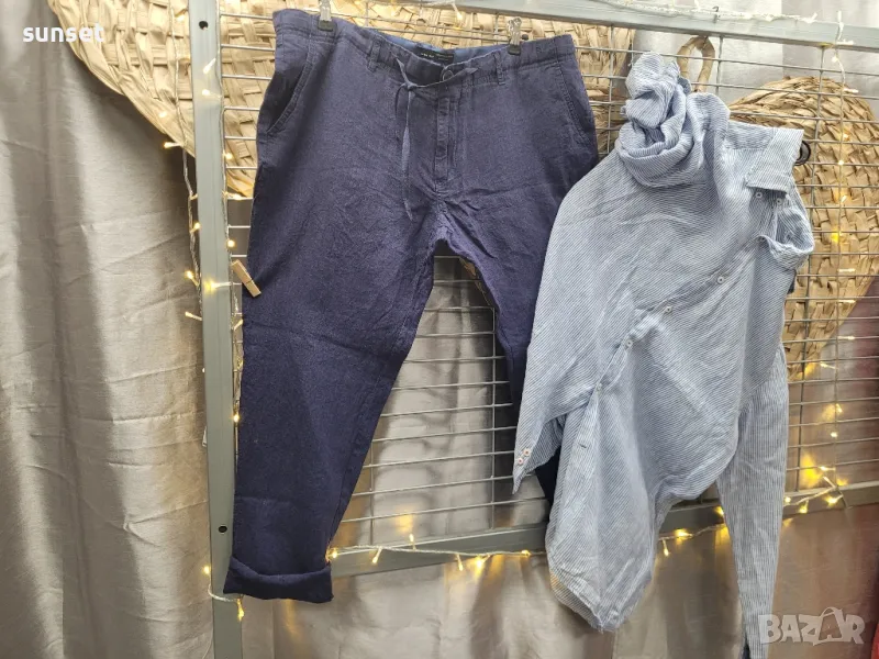 ZARA  тъмносин  ЛЕНЕН панталон- XL , снимка 1
