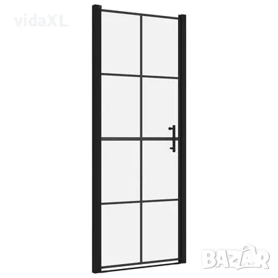 vidaXL Врата за душ, закалено стъкло, 81x195 см, черна（SKU:148890, снимка 1