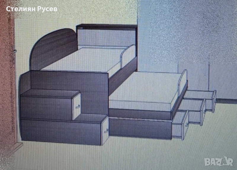 3007 двуетажно или разтегателно единично легло 190см с матраци цена 820лв                           , снимка 1