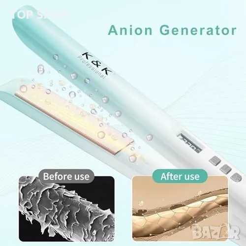 Нова Йонна преса за коса K&K плоча с керамично покритие от турмалин Прическа жени, снимка 1