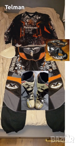 Мотокрос екипировка каска ботуши, снимка 1