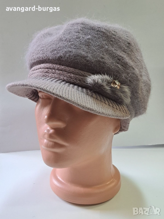 321 Дамска бутикова шапка каскет - ангора, снимка 1