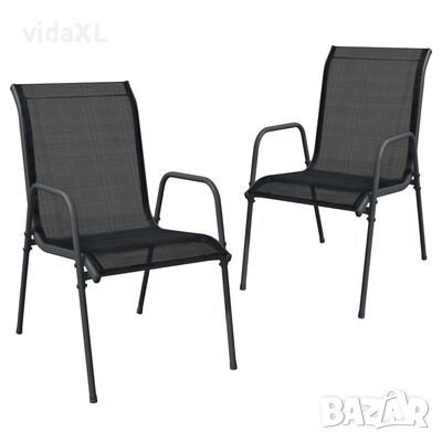 vidaXL Градински столове, 2 бр, стомана и textilene, черни（SKU:316817, снимка 1