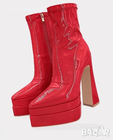 Боти на ток - червен лак - YSV1