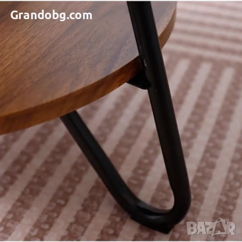 Кръгла масичка с метални крака на две нива, снимка 4 - Маси - 52107722