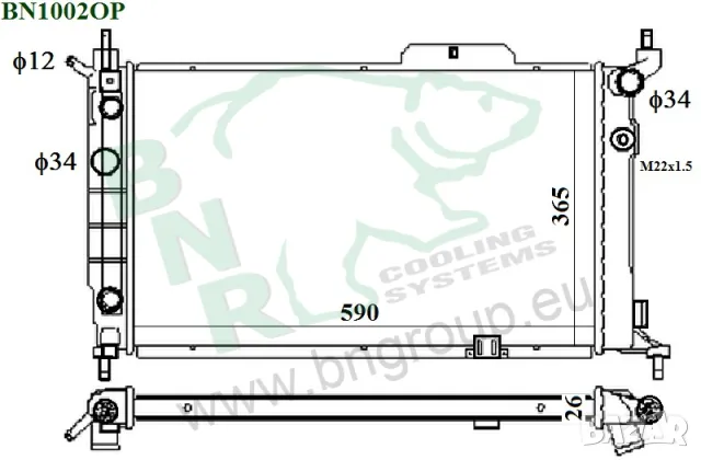 Воден радиатор BNR за OPEL BN1020, снимка 3 - Части - 14371200