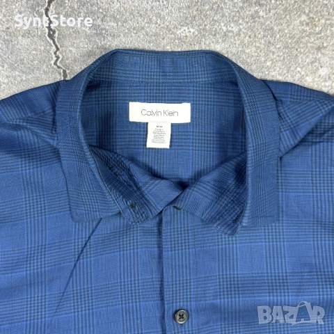 Мъжка риза Calvin Klein – Тъмносиньо каре, снимка 2 - Ризи - 53304057