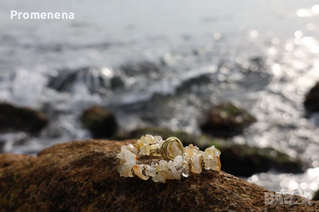 Комплект Гривна от естествени кристали и пръстен, снимка 17 - Гривни - 47622272