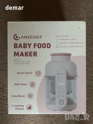 AMZCHEF 6-в-1 машина за бебешка храна, автоматично готвене на пара, снимка 10 - Прибори, съдове, шишета и биберони - 53382925