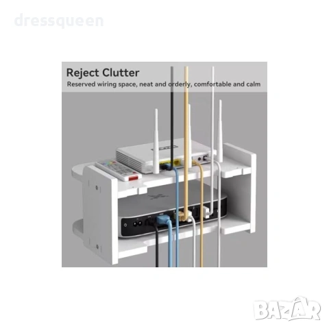 4664 Двустепенна стенна етажерка за рутер и аксесоари, снимка 7 - Други стоки за дома - 53823121
