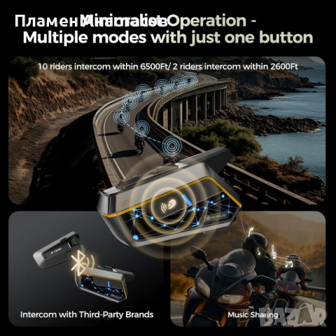 GEARELEC GX12 Motorcycle Bluetooth Headset – интерком система за каска, снимка 5 - Аксесоари и консумативи - 53835580