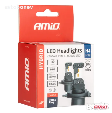 LED крушки AMIO Hybrid H4-12V-6000K к-т/2 бр./, снимка 4 - Аксесоари и консумативи - 49493182