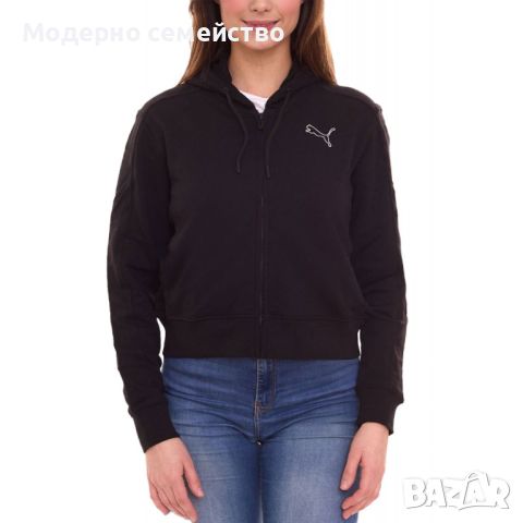 Дамско спортно горнище puma her full zip hoodie black, снимка 1 - Суичъри - 46806613