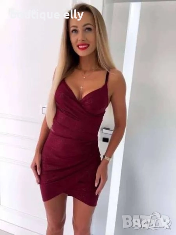 дамска рокля с блестящи частици в три цвята, снимка 2 - Рокли - 51767955