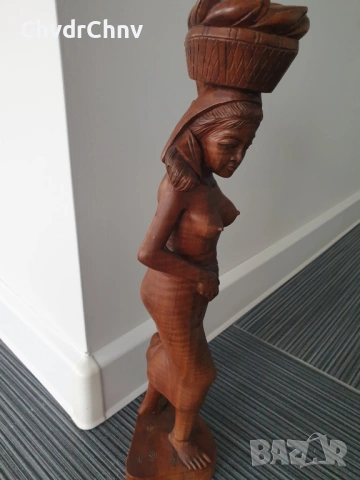 40см ръчна дърворезба статуетка/еротика/азиатска дървена скулптура/фигура на полугола жена, снимка 4 - Статуетки - 54091520