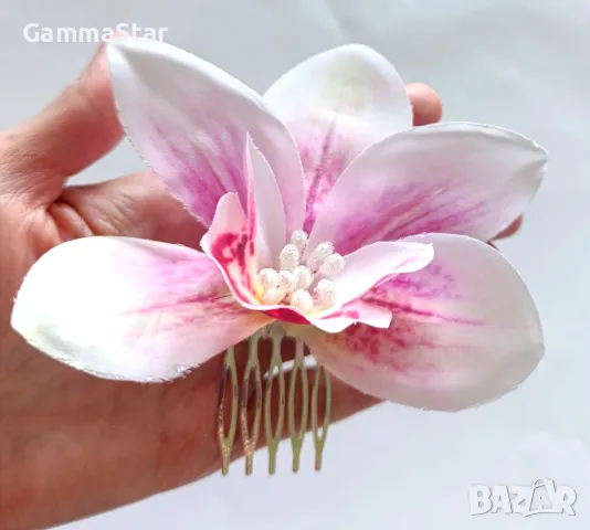 Голяма орхидея за коса, снимка 3 - Аксесоари за коса - 50107205