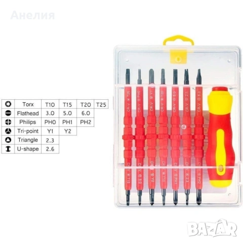 Професионален комплект двустранни изолирани отвертки с дръжка - 14в1, снимка 6 - Отвертки - 53357485