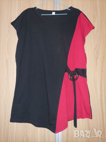 Асиметрична, памучна блуза , снимка 1 - Тениски - 45530018