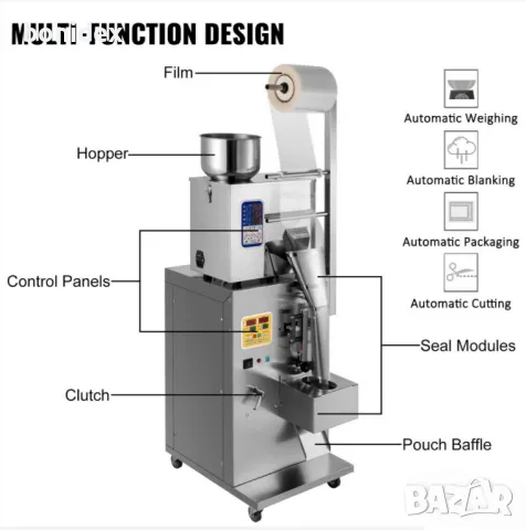 Пакетираща машина.1-100 гр..1-500 гр. за Прахообразни и Зърнени продукти- чай, кафе подправки и др. , снимка 3 - Други машини и части - 47792477
