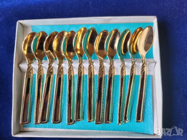 лъжички 12 броя ,малки за кафе, позлатени, производство Япония, нови, дължина 9 см ( 15 лв общо), снимка 4 - Прибори за хранене, готвене и сервиране - 50046820